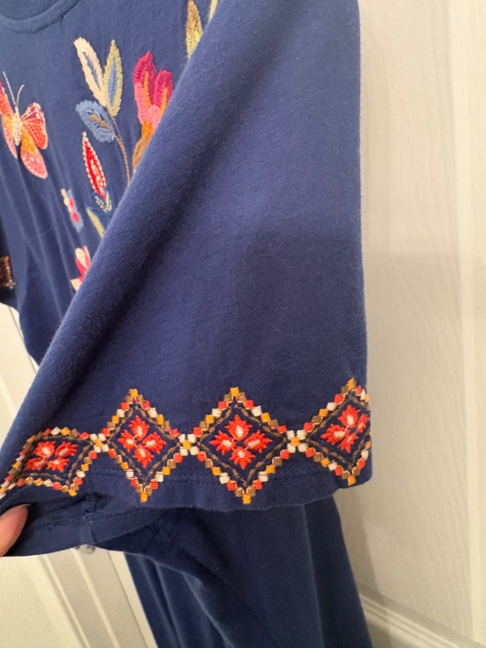 Johnny Was dress, L, sky blue with embroidery - Picture 6 of 6
